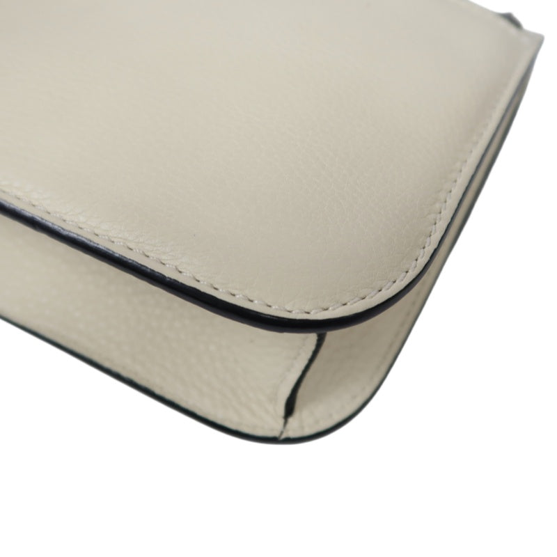 VALENTINO  Rockstud Glam Lock Shoulder Bag Calfskin Off-White White Turquoise