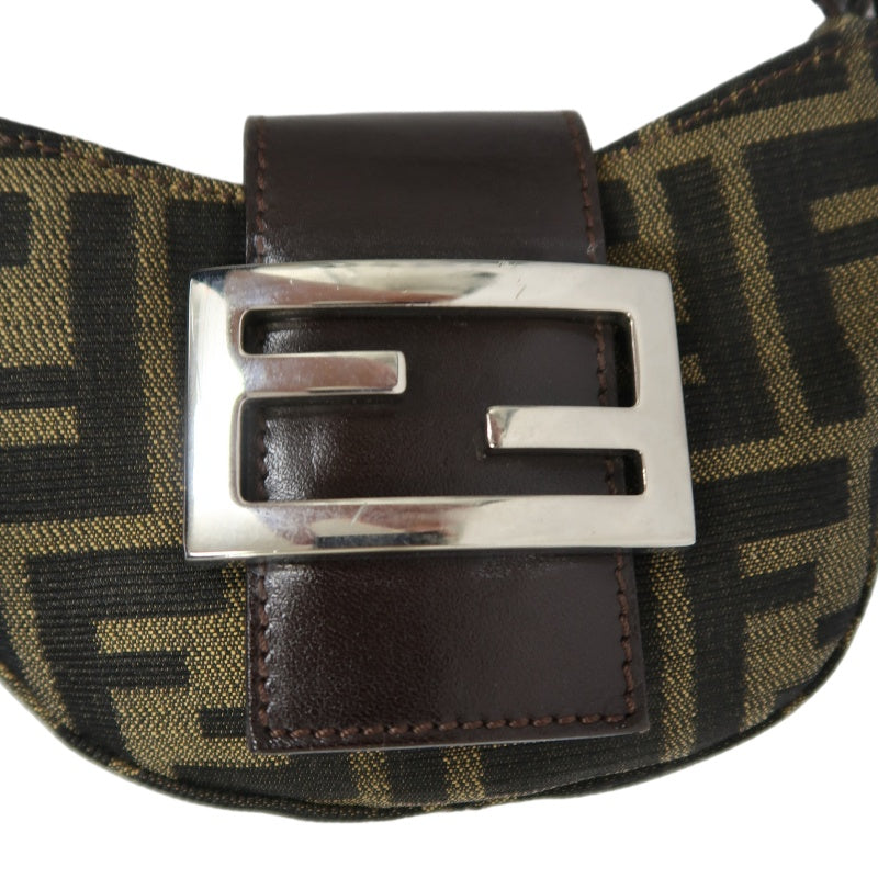 FENDI Mamma Bucket Handbag, Zucca Print, Brown Canvas with Leather Trim (FENDI Mini Zucca Canvas & Leather Handbag)