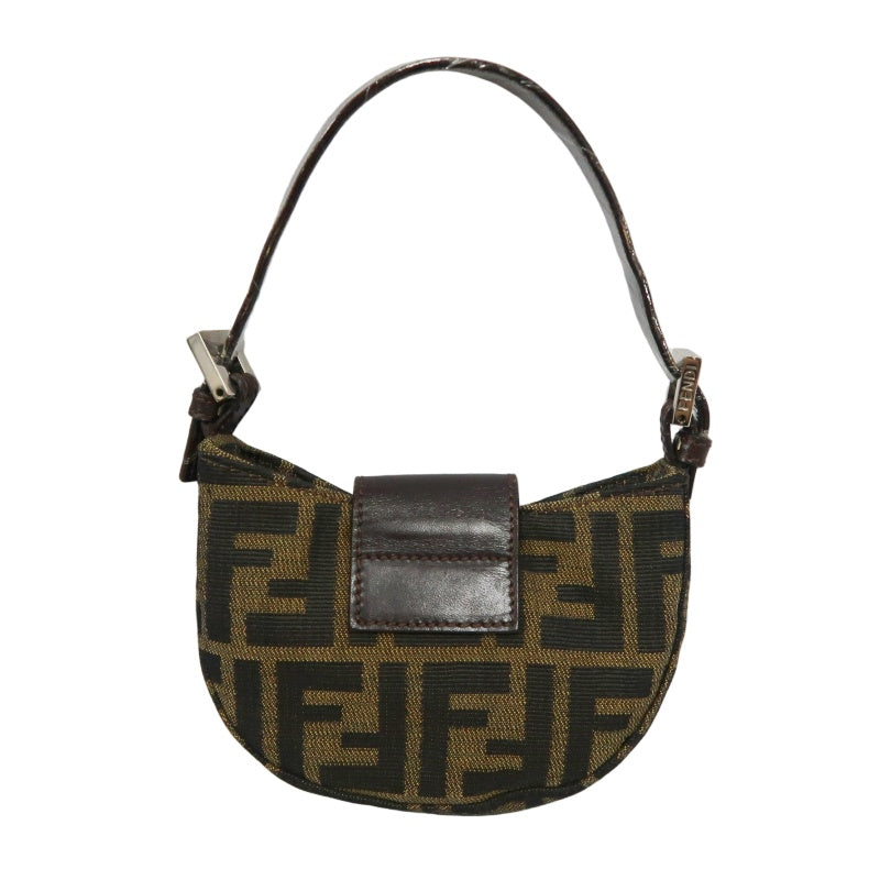 FENDI Mamma Bucket Handbag, Zucca Print, Brown Canvas with Leather Trim (FENDI Mini Zucca Canvas & Leather Handbag)