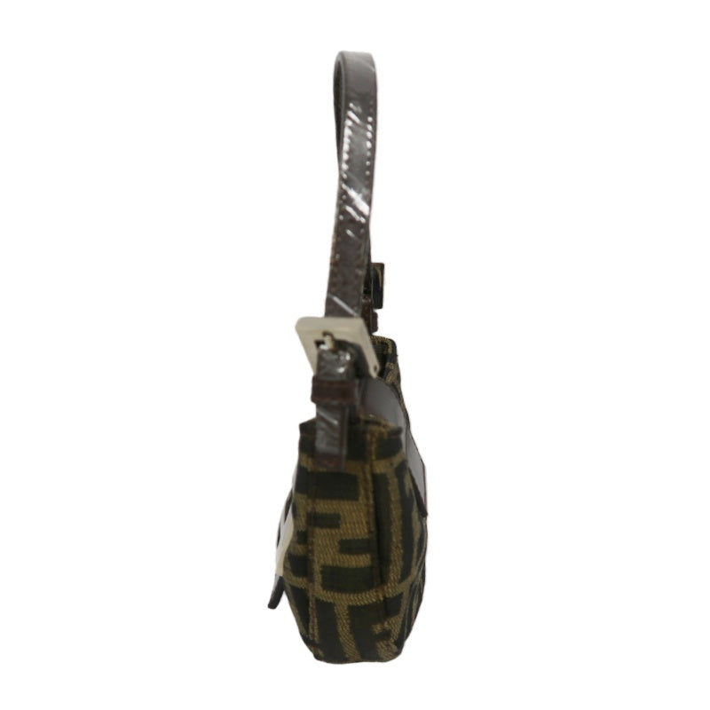 FENDI Mamma Bucket Handbag, Zucca Print, Brown Canvas with Leather Trim (FENDI Mini Zucca Canvas & Leather Handbag)