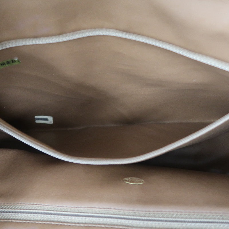 CHANEL Chevron V‑stitch handbag Boston bag calfskin brown