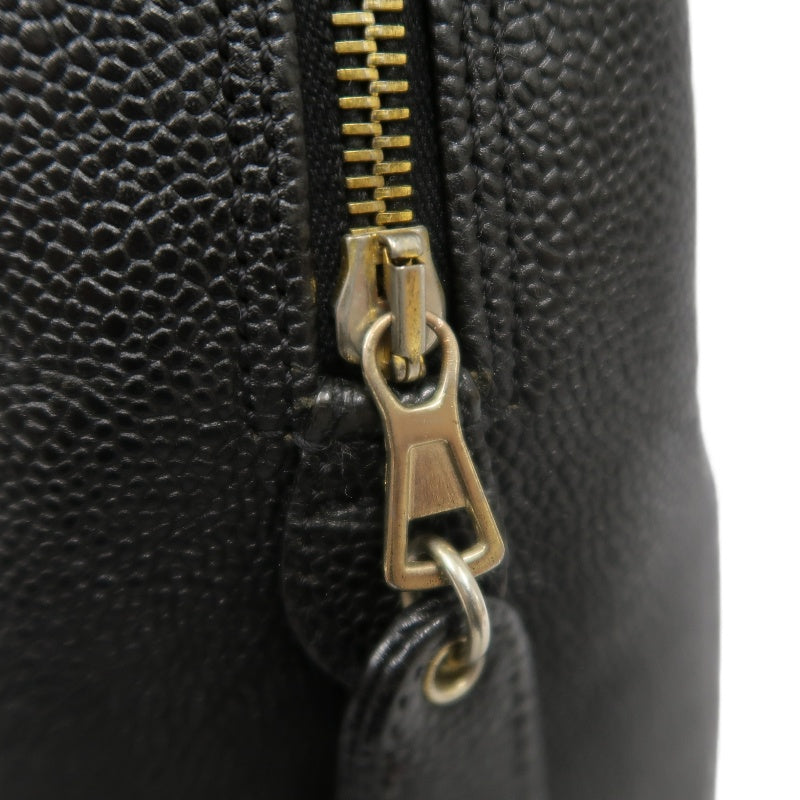 CHANEL Coco Mark Shoulder Bag, Caviar Leather, Black, Gold-tone Hardware