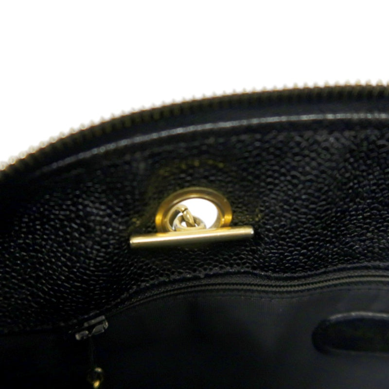 CHANEL Coco Mark Shoulder Bag, Caviar Leather, Black, Gold-tone Hardware