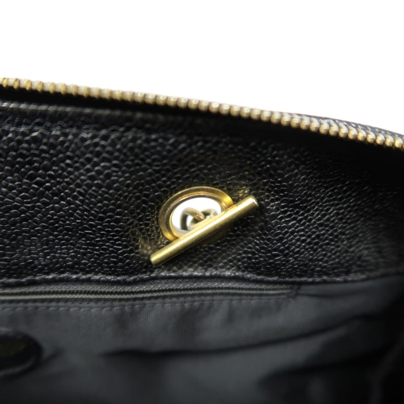 CHANEL Coco Mark Shoulder Bag, Caviar Leather, Black, Gold-tone Hardware