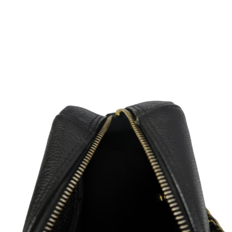CHANEL Coco Mark Shoulder Bag, Caviar Leather, Black, Gold-tone Hardware