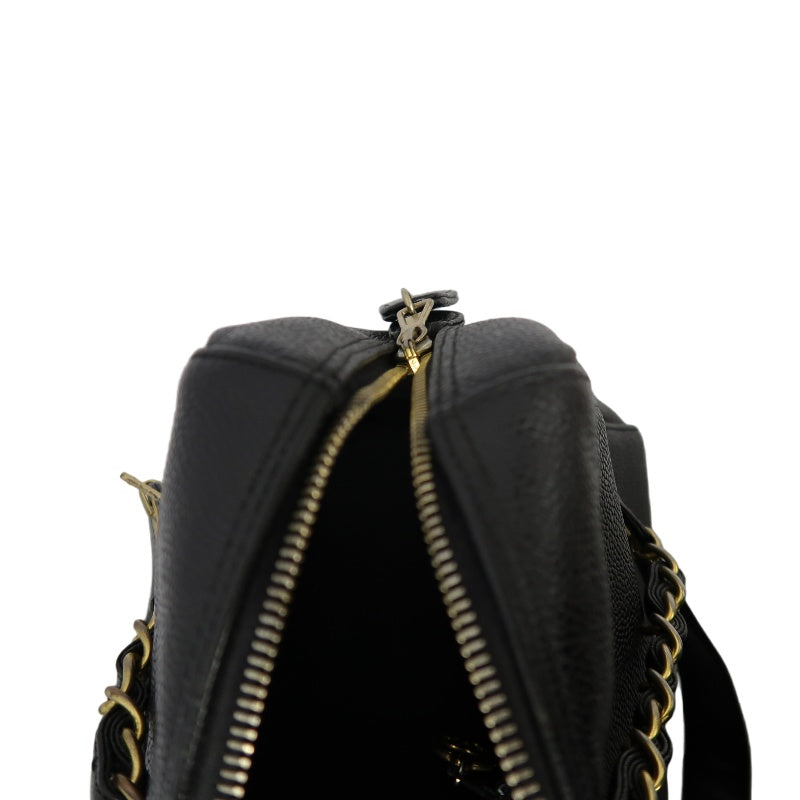 CHANEL Coco Mark Shoulder Bag, Caviar Leather, Black, Gold-tone Hardware
