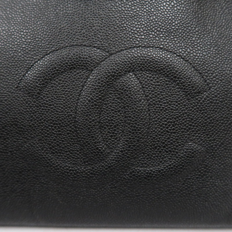 CHANEL Coco Mark Shoulder Bag, Caviar Leather, Black, Gold-tone Hardware