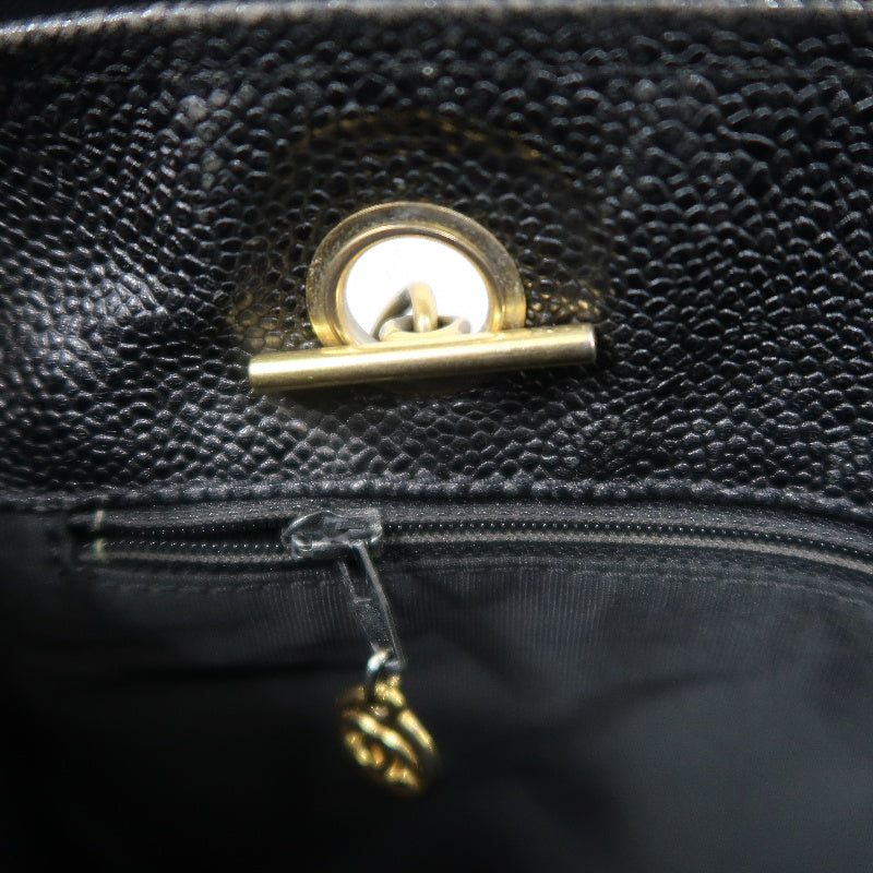 CHANEL Coco Mark Shoulder Bag, Caviar Leather, Black, Gold-tone Hardware
