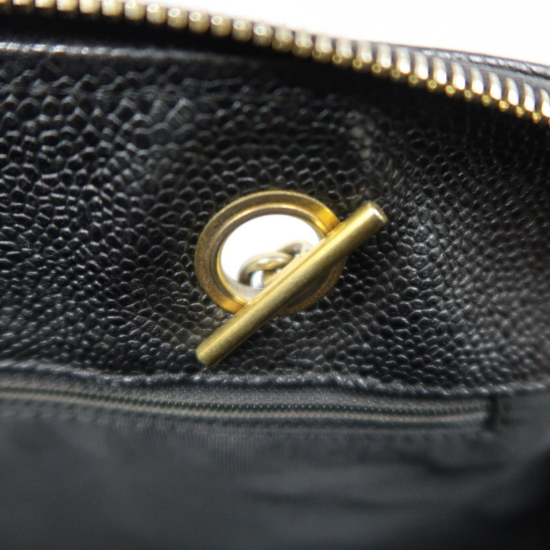 CHANEL Coco Mark Shoulder Bag, Caviar Leather, Black, Gold-tone Hardware