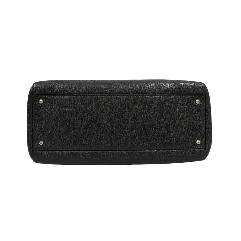 CHANEL Coco Mark Shoulder Bag, Caviar Leather, Black, Gold-tone Hardware