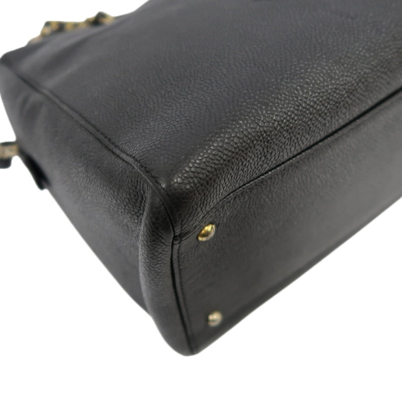 CHANEL Coco Mark Shoulder Bag, Caviar Leather, Black, Gold-tone Hardware