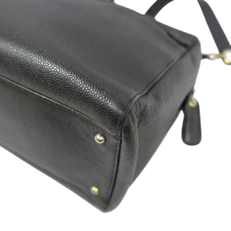 CHANEL Coco Mark Shoulder Bag, Caviar Leather, Black, Gold-tone Hardware