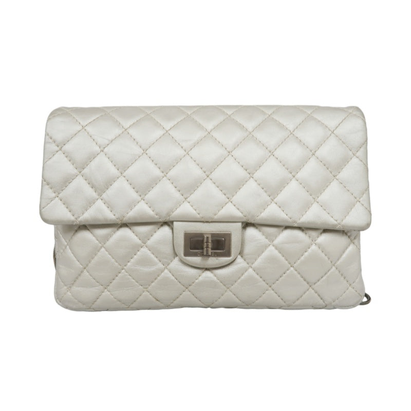 CHANEL 2.55 Chain Shoulder Bag, Silver, Silver Hardware, Serial Number Starting with "12"