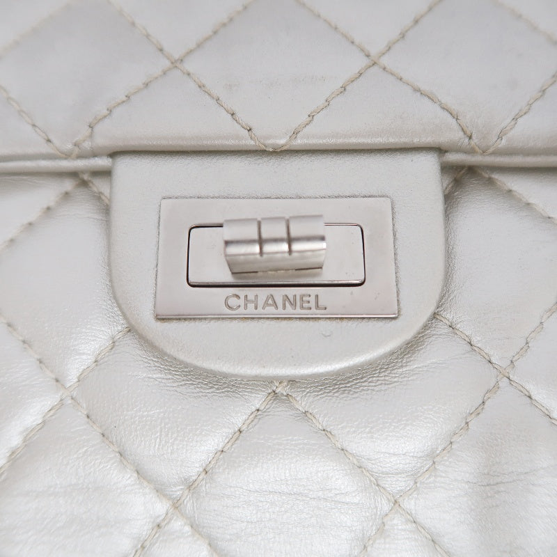 CHANEL 2.55 Chain Shoulder Bag, Silver, Silver Hardware, Serial Number Starting with "12"