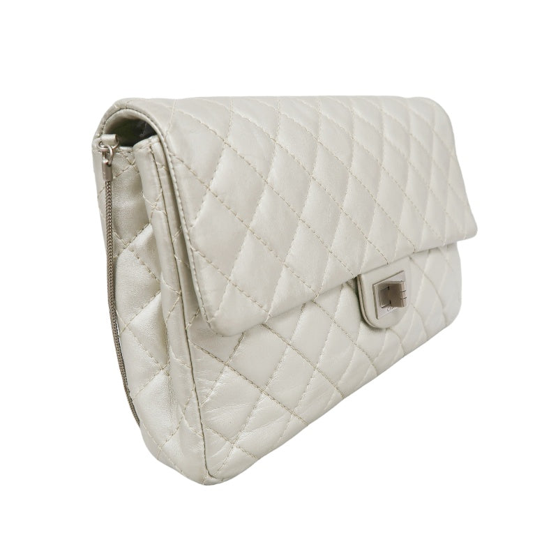 CHANEL 2.55 Chain Shoulder Bag, Silver, Silver Hardware, Serial Number Starting with "12"