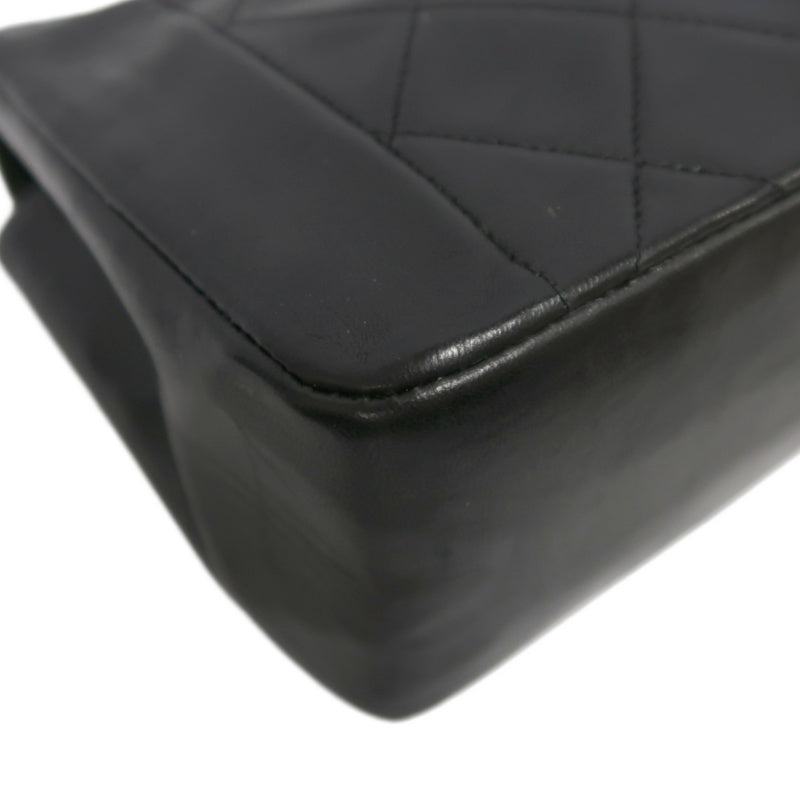 CHANEL Diana Matelasse Shoulder Bag Lambskin Black Gold Hardware
