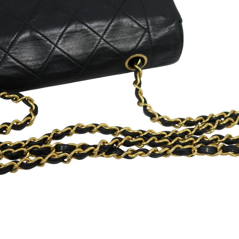 CHANEL Diana Matelasse Shoulder Bag Lambskin Black Gold Hardware