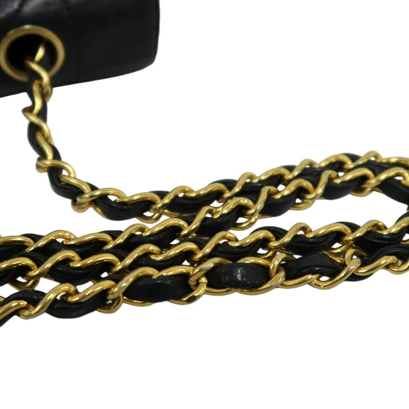CHANEL Diana Matelasse Shoulder Bag Lambskin Black Gold Hardware