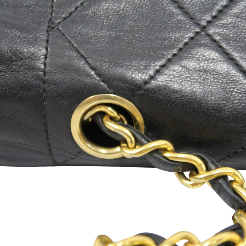 CHANEL Diana Matelasse Shoulder Bag Lambskin Black Gold Hardware