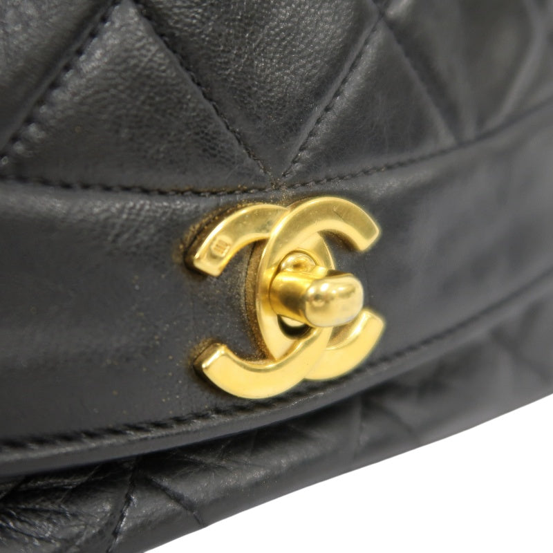 CHANEL Diana Matelasse Shoulder Bag Lambskin Black Gold Hardware