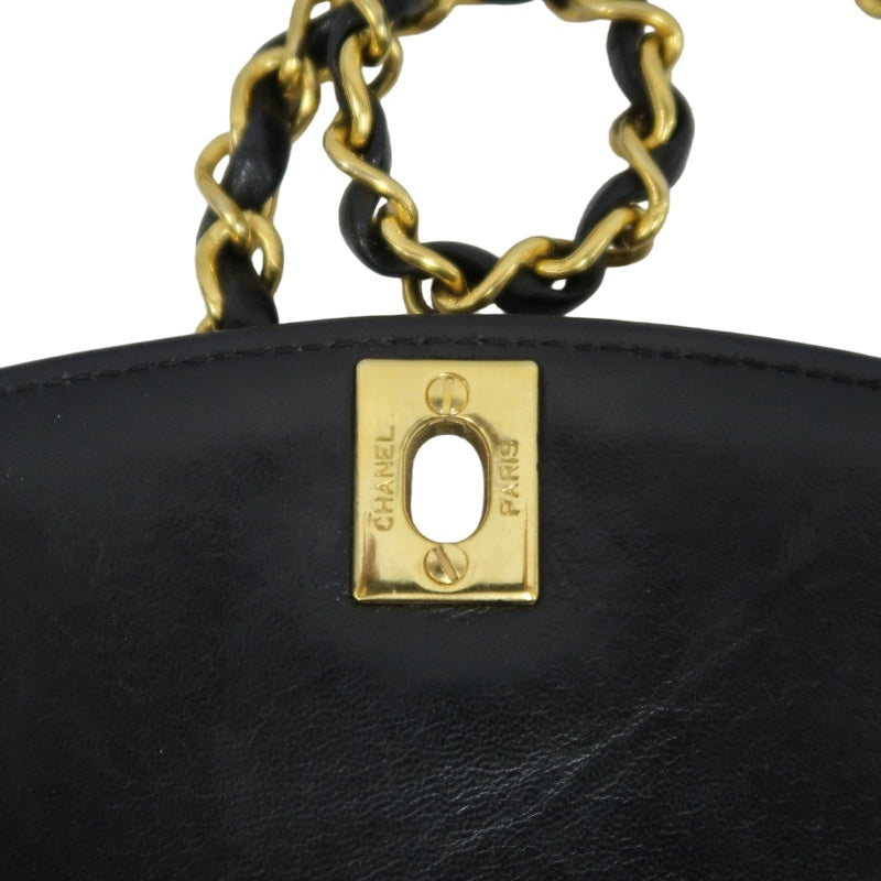 CHANEL Diana Matelasse Shoulder Bag Lambskin Black Gold Hardware