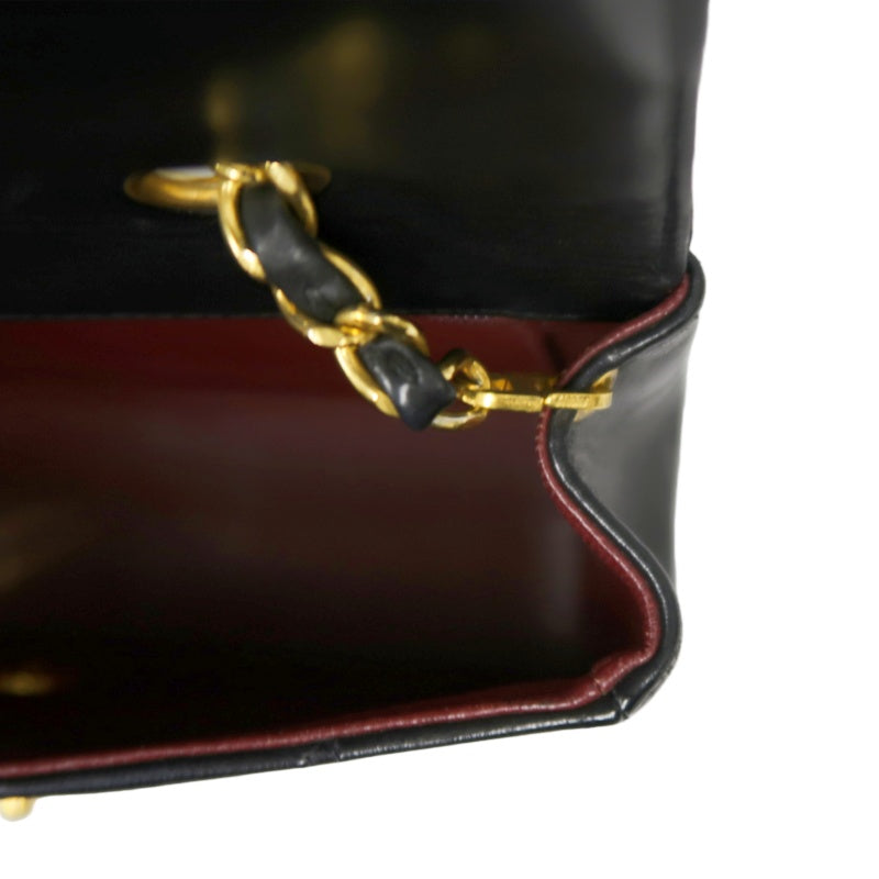 CHANEL Diana Matelasse Shoulder Bag Lambskin Black Gold Hardware