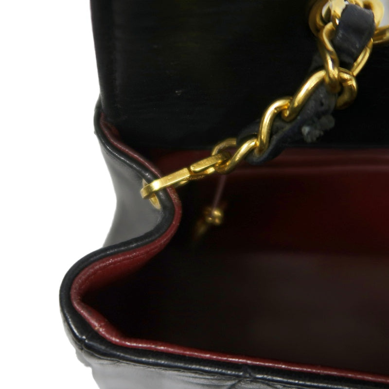 CHANEL Diana Matelasse Shoulder Bag Lambskin Black Gold Hardware