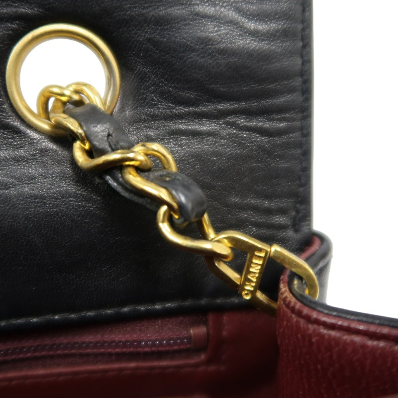 CHANEL Diana Matelasse Shoulder Bag Lambskin Black Gold Hardware