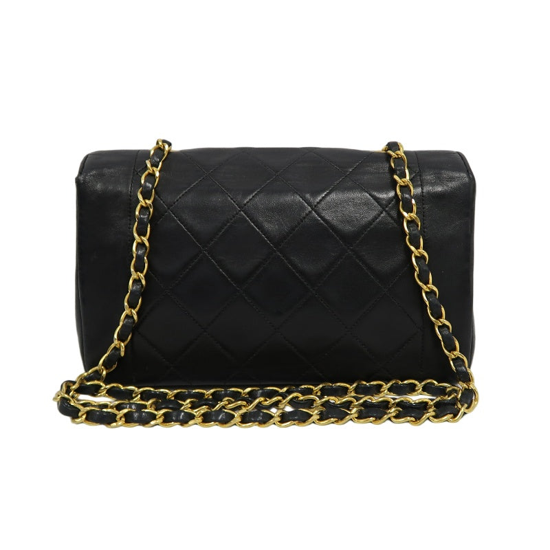 CHANEL Diana Matelasse Shoulder Bag Lambskin Black Gold Hardware