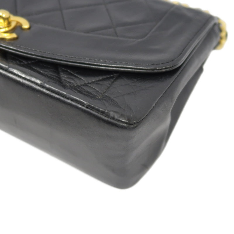 CHANEL Diana Matelasse Shoulder Bag Lambskin Black Gold Hardware