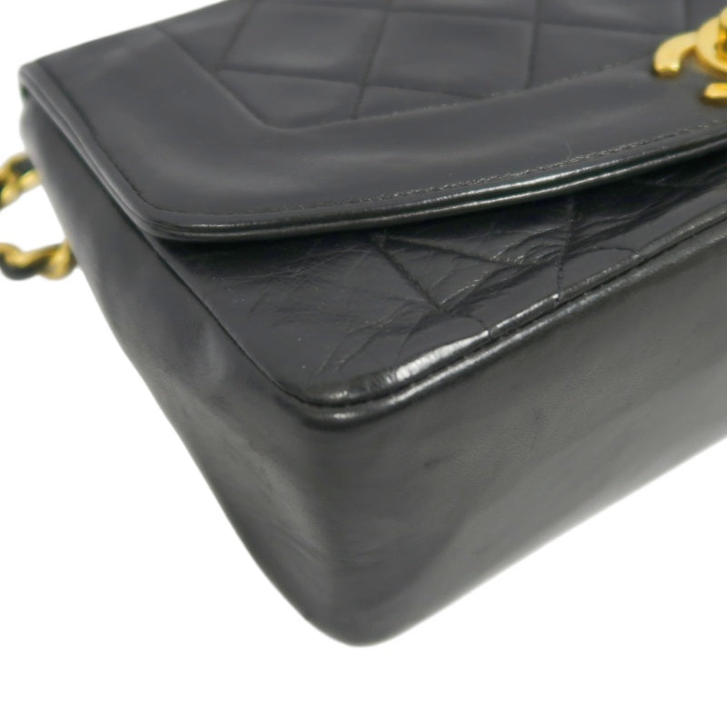 CHANEL Diana Matelasse Shoulder Bag Lambskin Black Gold Hardware