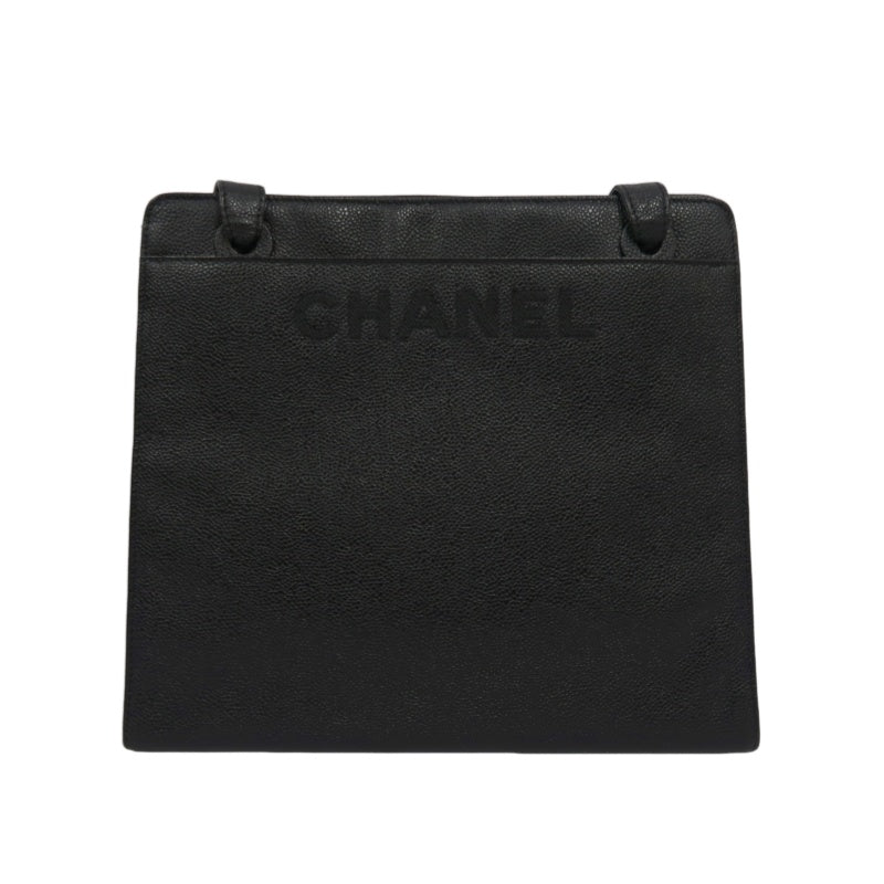 CHANEL Tote Bag Caviar Skin Black Gold Hardware CHANEL Black Calfskin Leather Tote Shoulder Bag