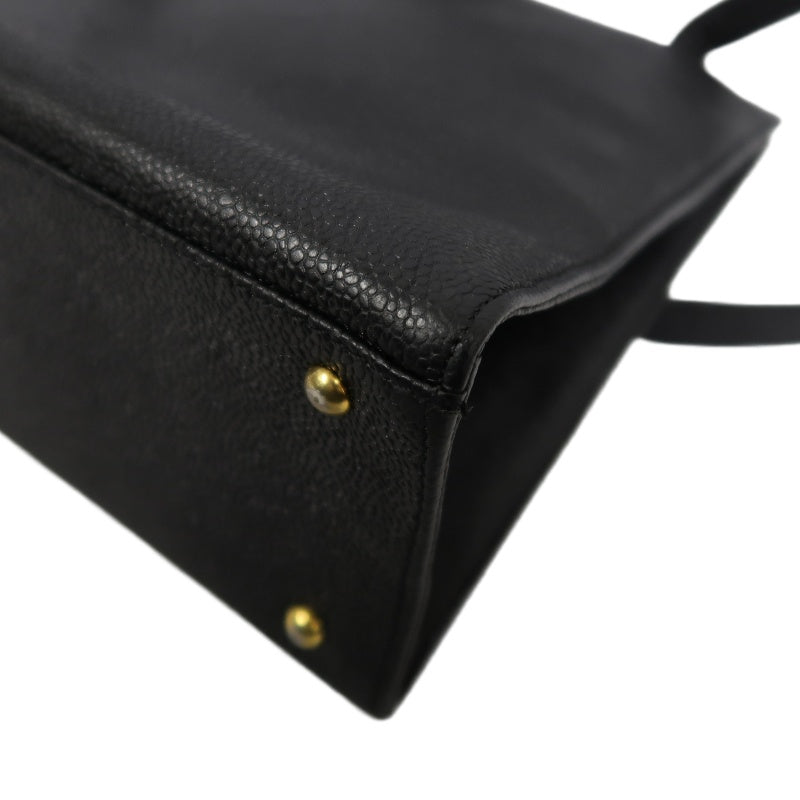 CHANEL Tote Bag Caviar Skin Black Gold Hardware CHANEL Black Calfskin Leather Tote Shoulder Bag