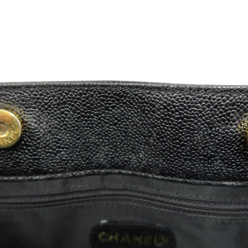 CHANEL Tote Bag Caviar Skin Black Gold Hardware CHANEL Black Calfskin Leather Tote Shoulder Bag