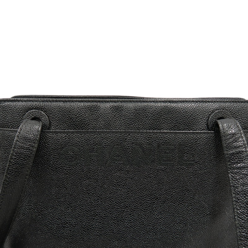 CHANEL Tote Bag Caviar Skin Black Gold Hardware CHANEL Black Calfskin Leather Tote Shoulder Bag