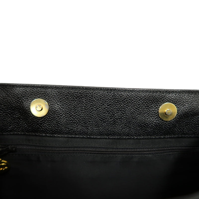 CHANEL Tote Bag Caviar Skin Black Gold Hardware CHANEL Black Calfskin Leather Tote Shoulder Bag