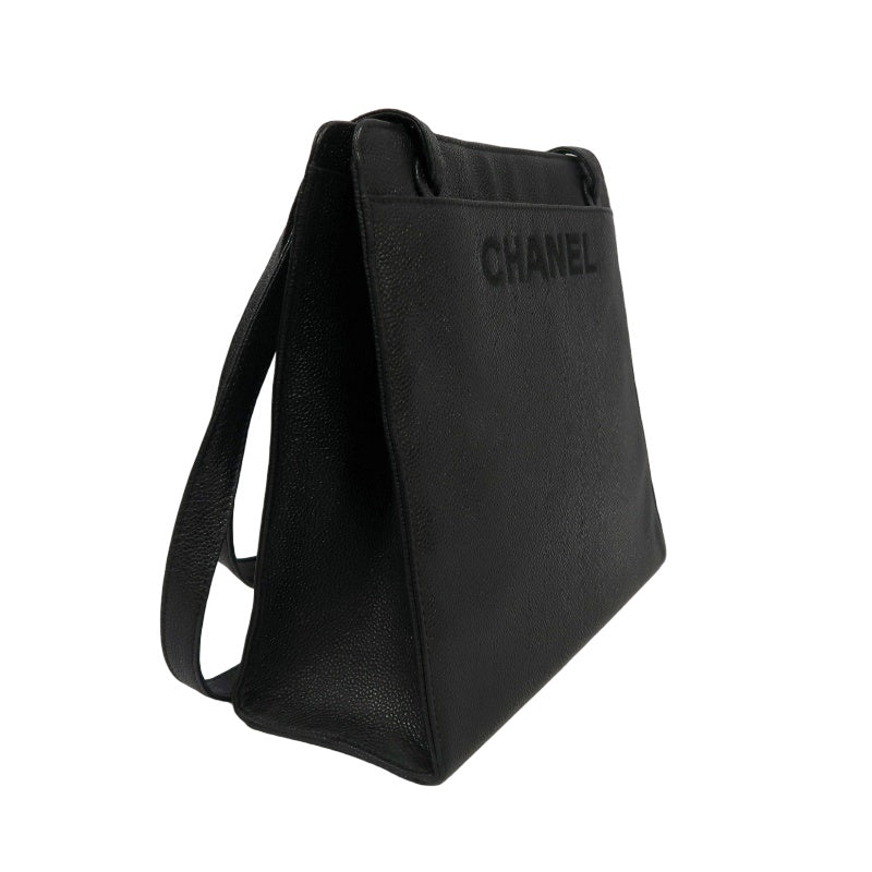 CHANEL Tote Bag Caviar Skin Black Gold Hardware CHANEL Black Calfskin Leather Tote Shoulder Bag