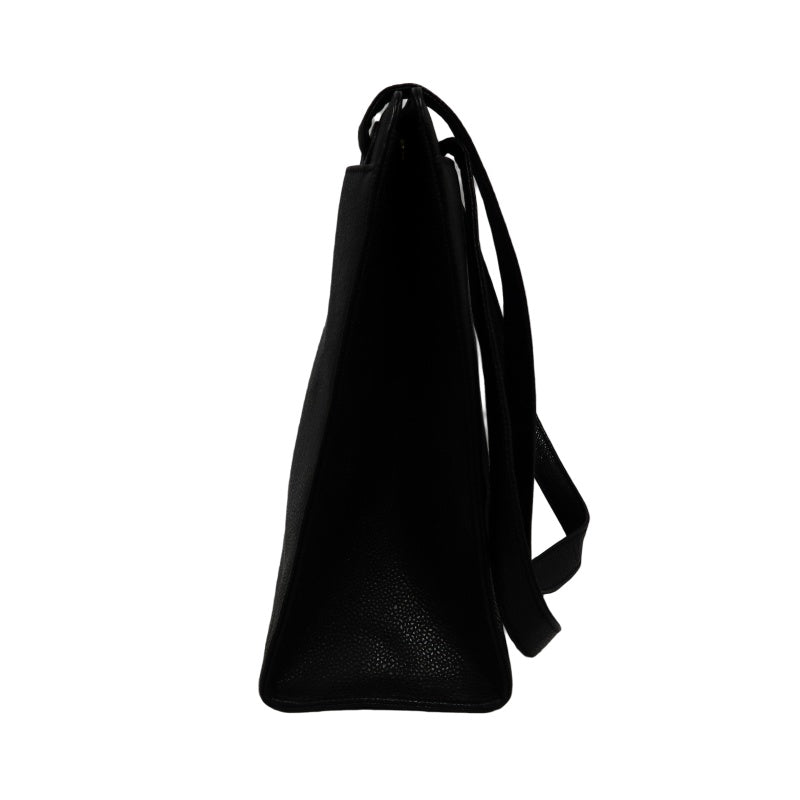 CHANEL Tote Bag Caviar Skin Black Gold Hardware CHANEL Black Calfskin Leather Tote Shoulder Bag