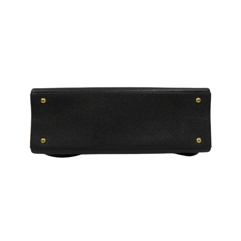 CHANEL Tote Bag Caviar Skin Black Gold Hardware CHANEL Black Calfskin Leather Tote Shoulder Bag