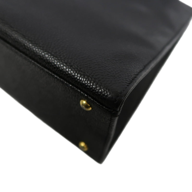 CHANEL Tote Bag Caviar Skin Black Gold Hardware CHANEL Black Calfskin Leather Tote Shoulder Bag
