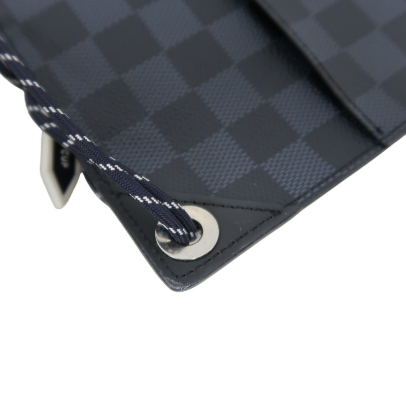 Louis Vuitton (LV) Damier Cobalt Pochette Phone, America's Cup 201 Shoulder Pouch, Blue-Black Color Block, Limited Edition, Includes Dust Bag, Box, Manual & Authentication Card (Men's Style)