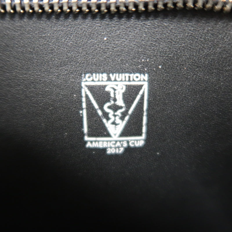 Louis Vuitton (LV) Damier Cobalt Pochette Phone, America's Cup 201 Shoulder Pouch, Blue-Black Color Block, Limited Edition, Includes Dust Bag, Box, Manual & Authentication Card (Men's Style)