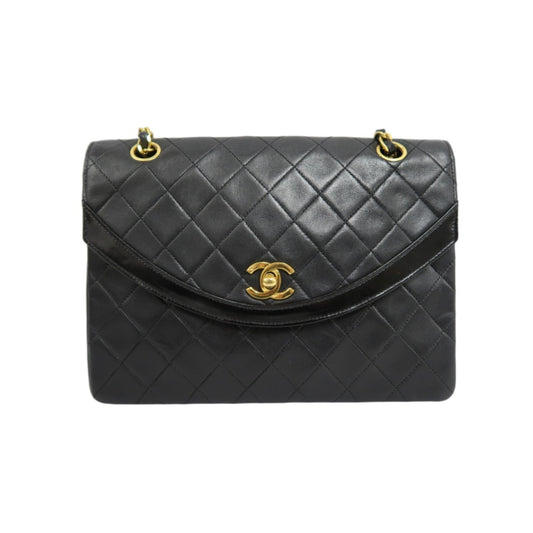 CHANEL Matelasse Cf Flap Shoulder Bag Caviar Leather Black Gold Hardware