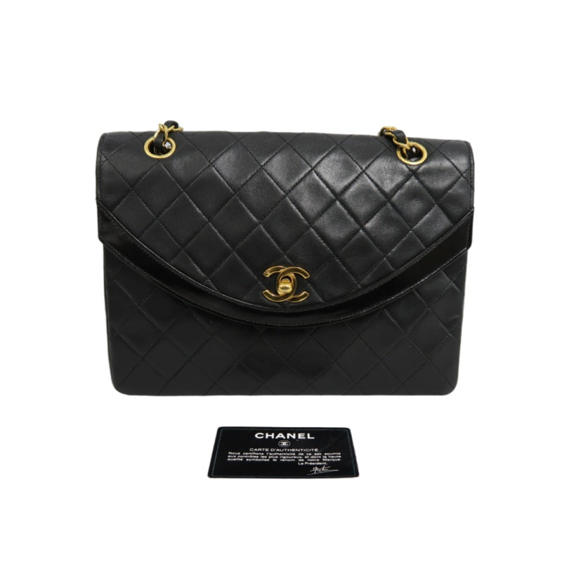 CHANEL Matelasse Cf Flap Shoulder Bag Caviar Leather Black Gold Hardware