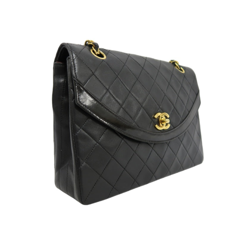 CHANEL Matelasse Cf Flap Shoulder Bag Caviar Leather Black Gold Hardware