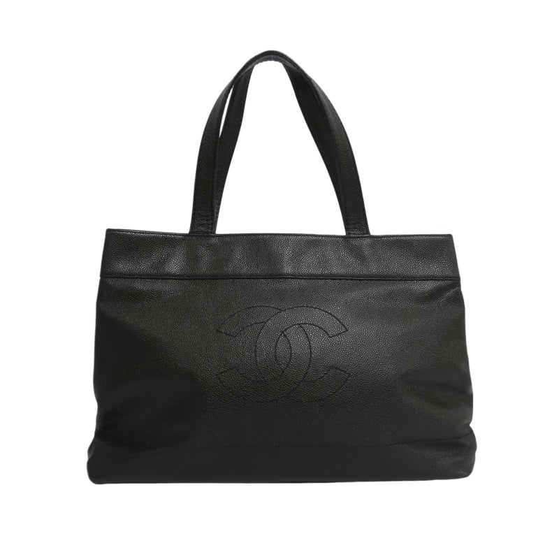 CHANEL Black Caviar Leather Tote Shoulder Bag