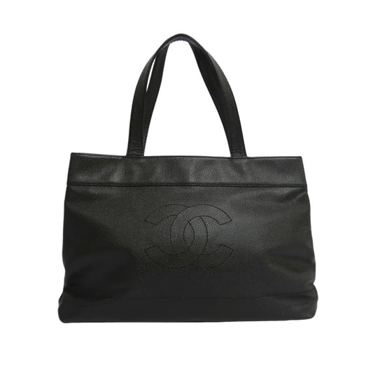 CHANEL Black Caviar Leather Tote Shoulder Bag