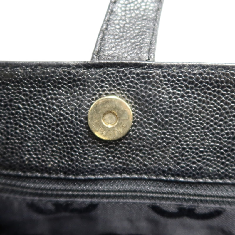 CHANEL Black Caviar Leather Tote Shoulder Bag