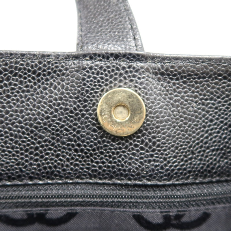 CHANEL Black Caviar Leather Tote Shoulder Bag