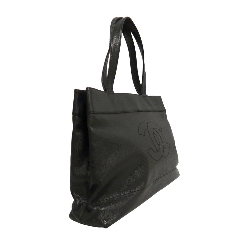 CHANEL Black Caviar Leather Tote Shoulder Bag
